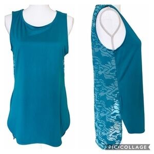Tangerine NWT Burnout Layered Sleeveless Athletic Workout Gym Tank Teal Size S